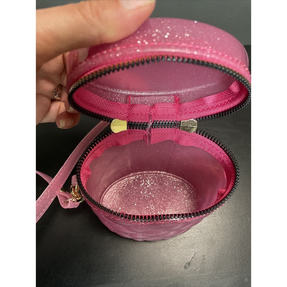pink jelly quilted glitter Barbie core mini purse Detachable Strap New - Picture 6 of 8